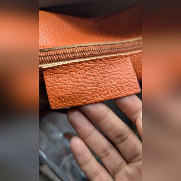 Orange Leather Tote Bag - Picture 7 of 7